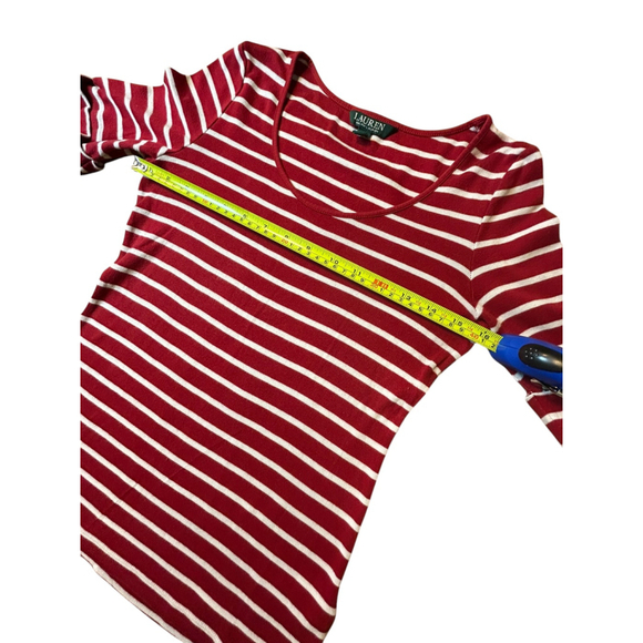 Red T-Shirt with White Stripes, Ralph Lauren, Size Medium - Picture 6 of 6